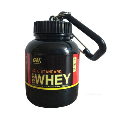 Portable Protein Powder & Pill Storage Keychain Bottle