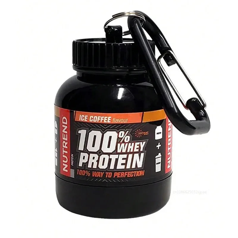 Portable Protein Powder & Pill Storage Keychain Bottle
