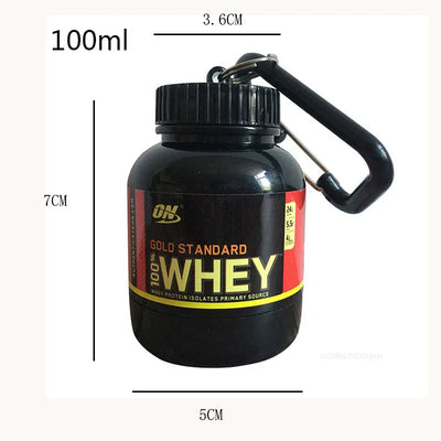 Portable Protein Powder & Pill Storage Keychain Bottle